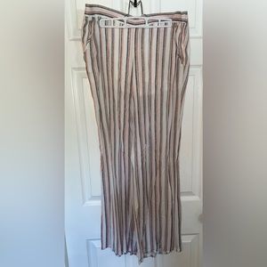 Flowy Linen-like Pants with Vertical Stripes & Pockets